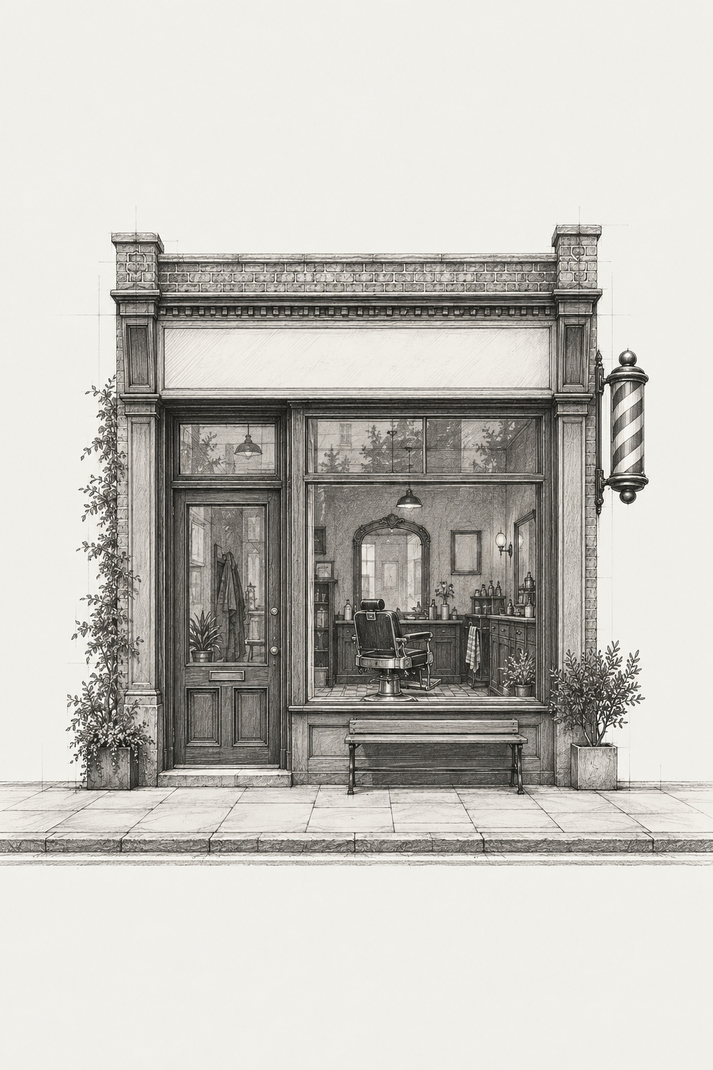 Concept drawing of a barber shopfront
