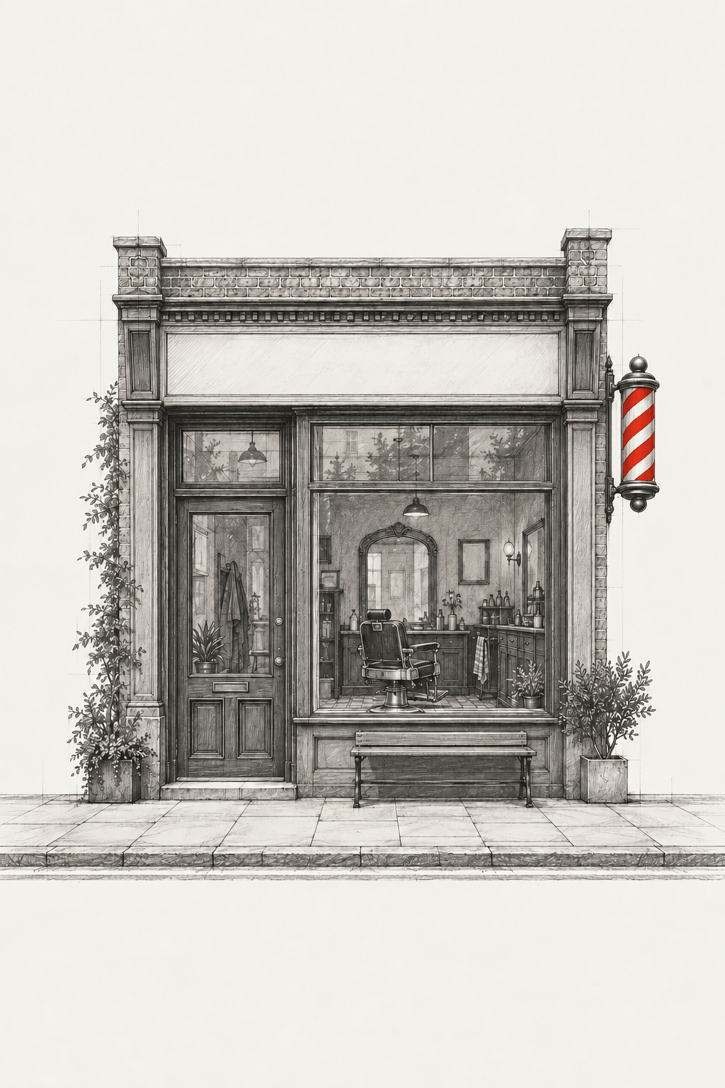Concept drawing of a barber shopfront