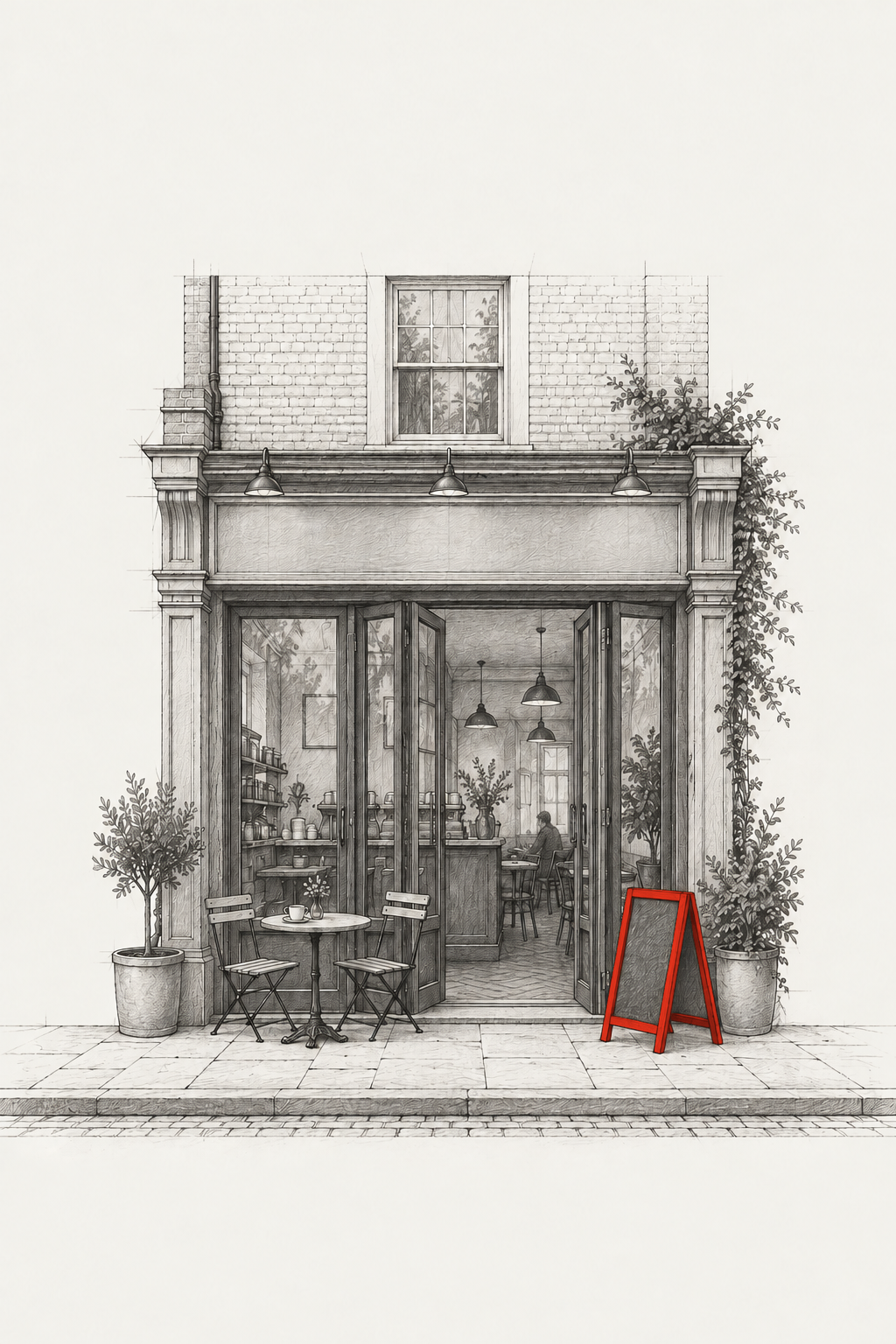 Concept drawing of a café shopfront