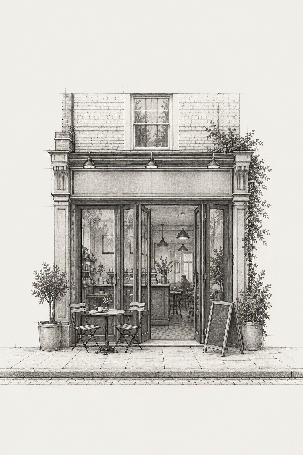 Concept drawing of a café shopfront
