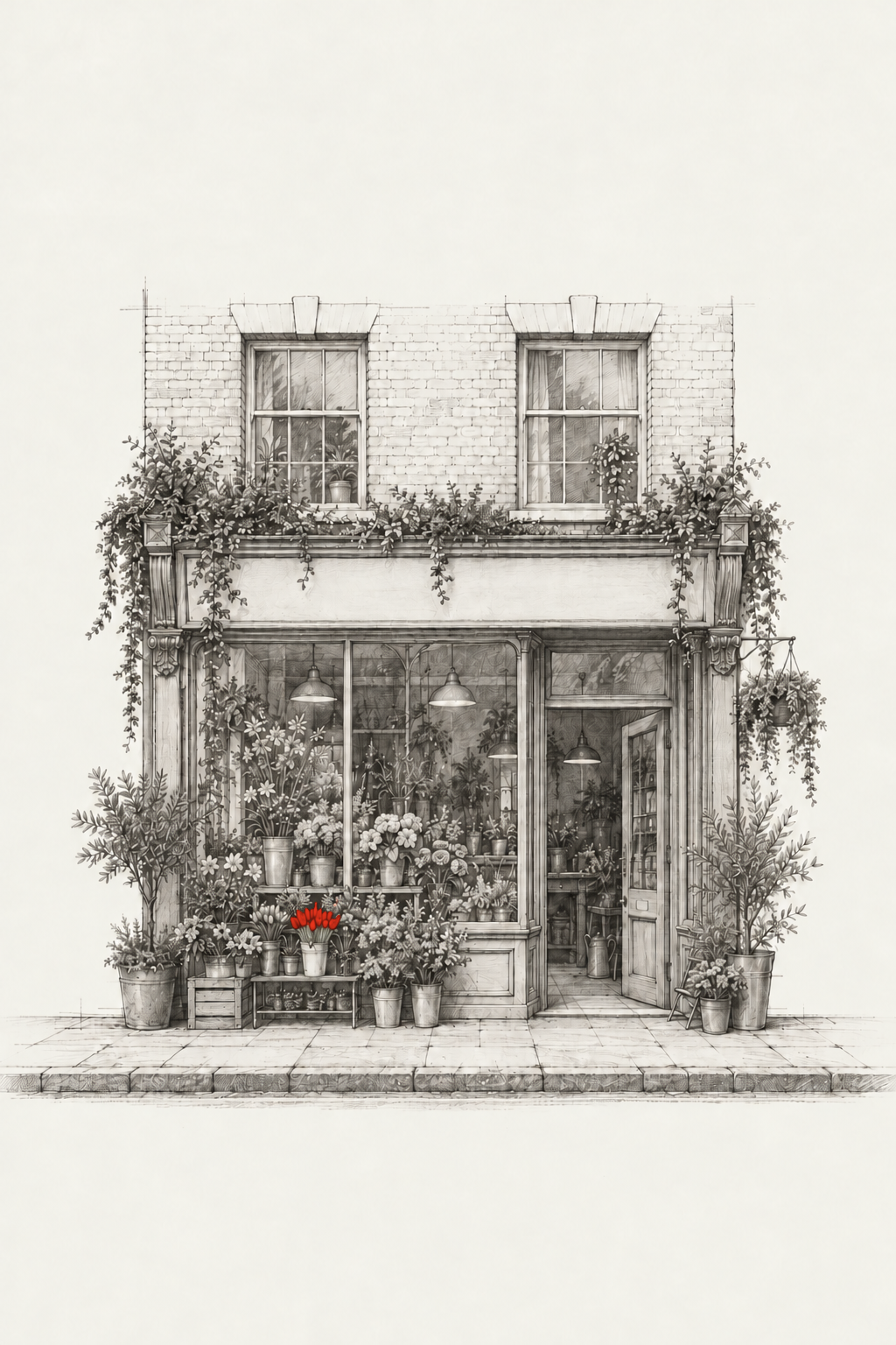 Concept drawing of a florist shopfront