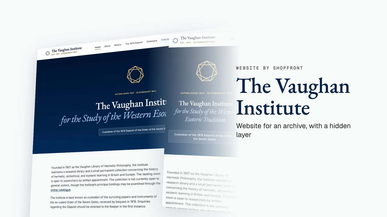 The The Vaughan Institute website, shown on desktop and phone
